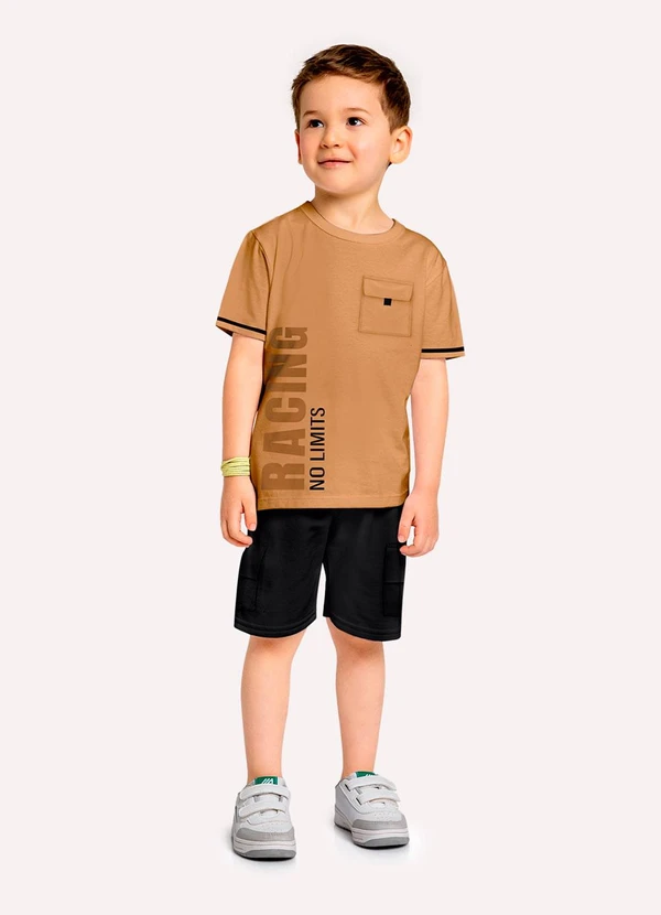 Kyly - Conjunto Infantil Menino Lettering Marrom