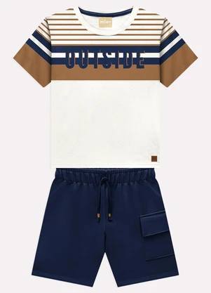 Milon - Conjunto Infantil Menino Lettering Marrom - MILON