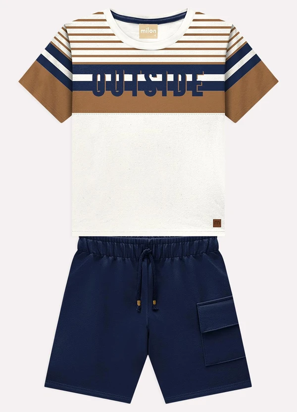 Milon - Conjunto Infantil Menino Lettering Marrom
