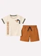 Kyly - Conjunto Infantil Menino Lettering Verde - variação: Marrom