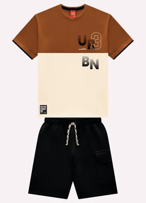 Kyly - Conjunto Infantil Menino Lettering Marrom - KYLY