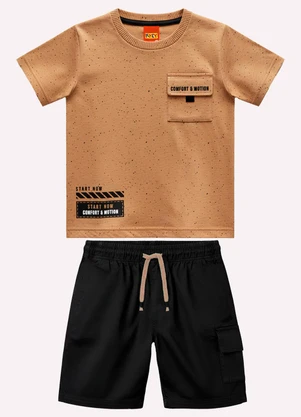 Kyly - Conjunto Infantil Menino Lettering Marrom - KYLY
