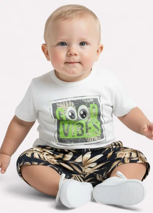 Kyly - Conjunto Infantil Menino Lettering Off White - KYLY