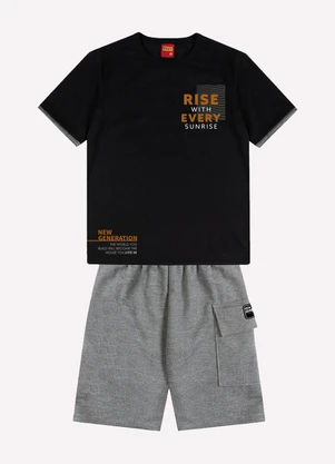 Kyly - Conjunto Infantil Menino Lettering Preto - KYLY