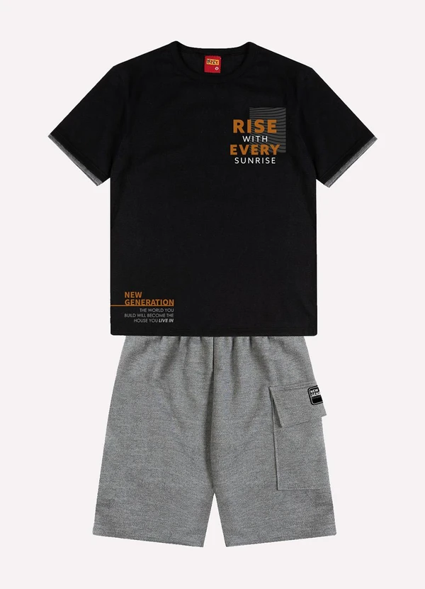 Kyly - Conjunto Infantil Menino Lettering Preto