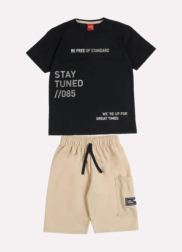 Kyly - Conjunto Infantil Menino Lettering Preto