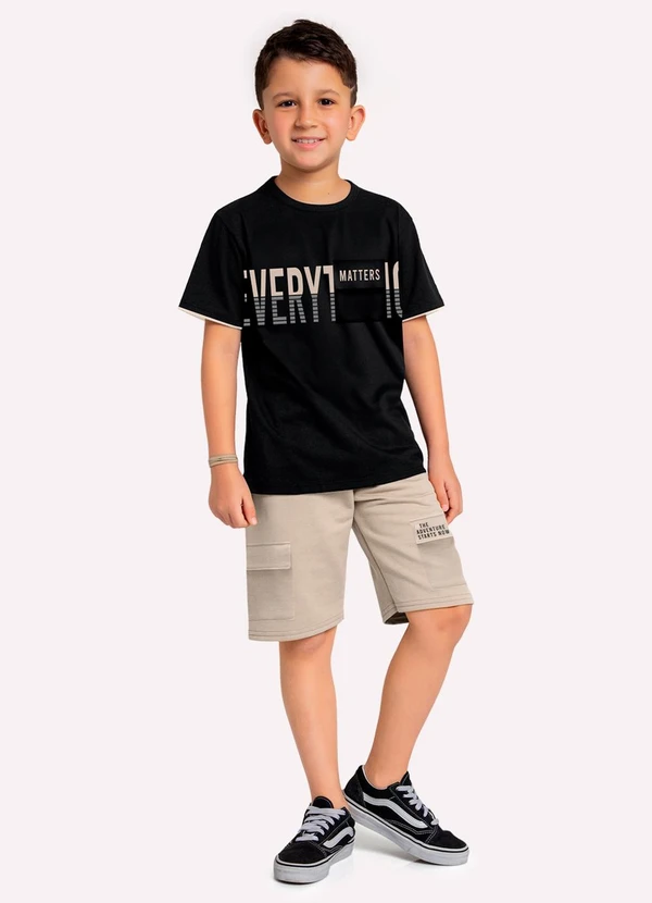 Kyly - Conjunto Infantil Menino Lettering Preto