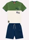 Kyly - Conjunto Infantil Menino Lettering Marrom - variação: Verde