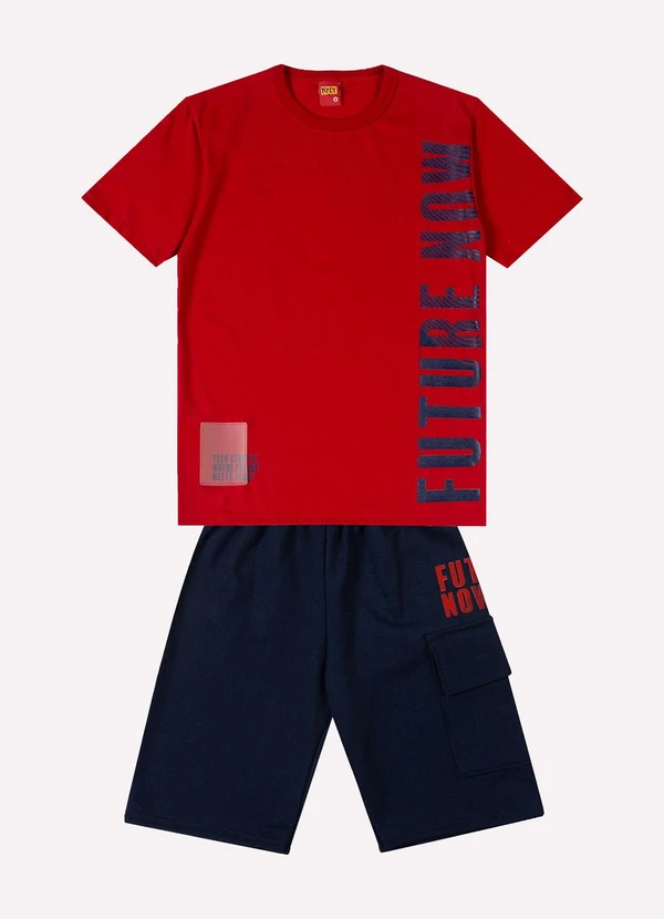 Kyly - Conjunto Infantil Menino Lettering Vermelho
