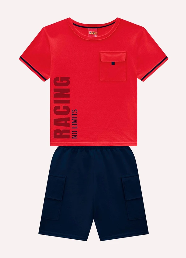 Kyly - Conjunto Infantil Menino Lettering Vermelho