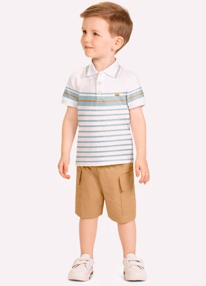 Milon - Conjunto Infantil Menino Linhas Branco - MILON