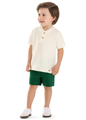 Colorittá - Conjunto Infantil Menino Linho Listrado Bege - COLORITTÁ