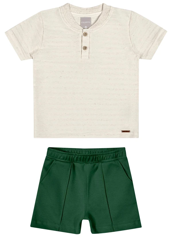 Colorittá - Conjunto Infantil Menino Linho Listrado Bege 2