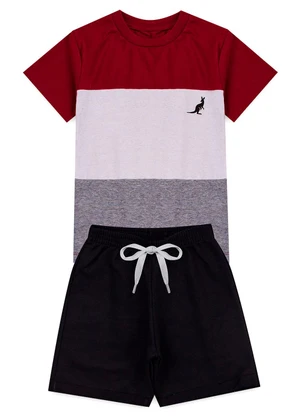 Rosa Azul - Conjunto Infantil Menino Listra Kangulu Bordô - ROSA AZUL