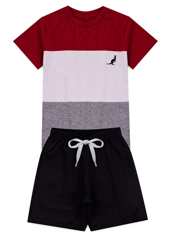 Rosa Azul - Conjunto Infantil Menino Listra Kangulu Bordô 1