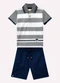 Milon - Conjunto Infantil Menino Listrada Cinza - variação: Branco