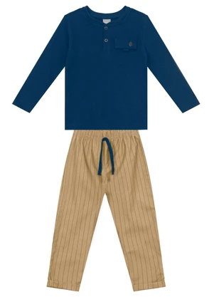 Mundi - Conjunto Infantil Menino Listrado Azul - MUNDI