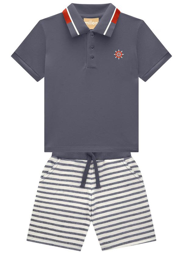 Milon - Conjunto Infantil Menino Listrado Cinza