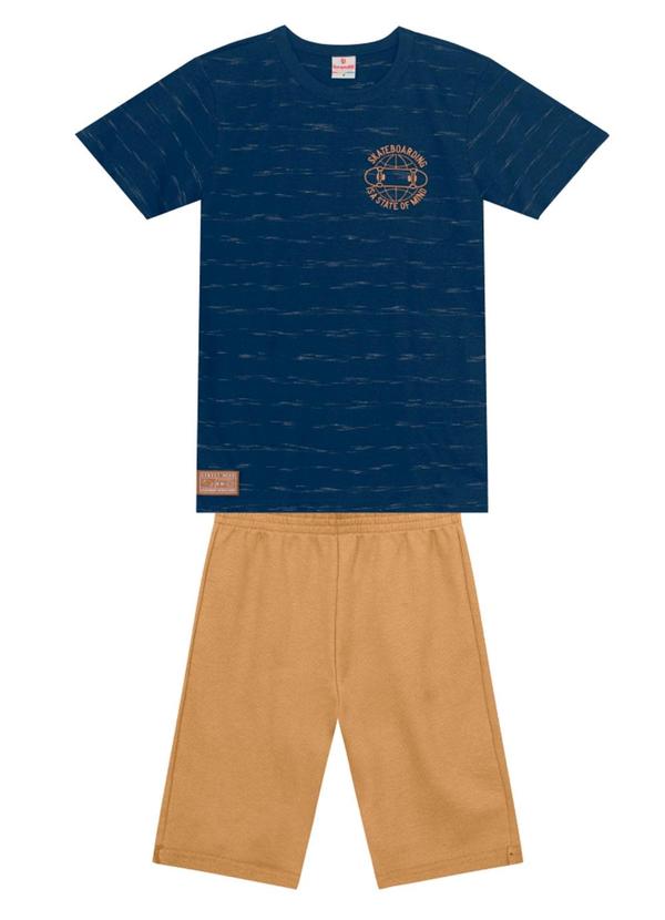 Brandili - Conjunto Infantil Menino Listrado de Skate Azul