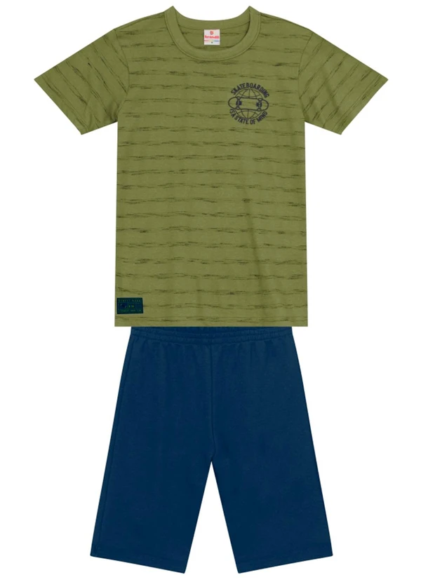 Brandili - Conjunto Infantil Menino Listrado de Skate Verde