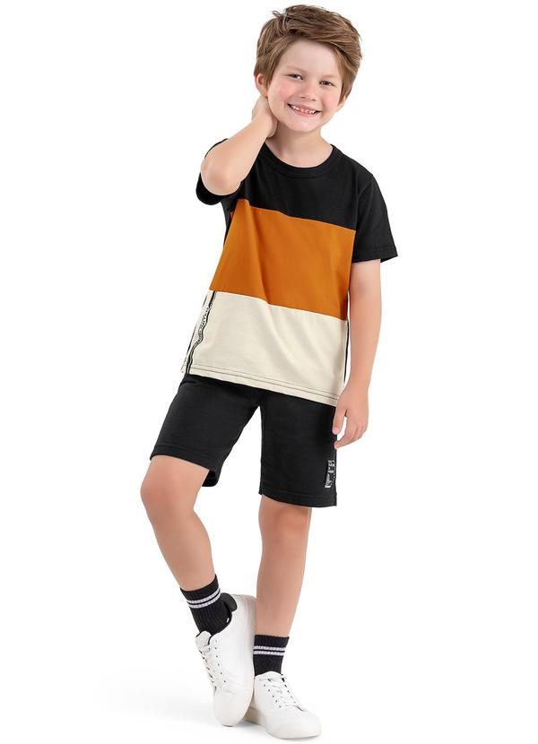 Elian - Conjunto Infantil Menino Listrado Elian Preto