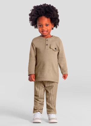 Mundi - Conjunto Infantil Menino Listrado Marrom - MUNDI