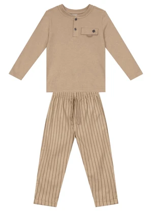 Mundi - Conjunto Infantil Menino Listrado Marrom - MUNDI