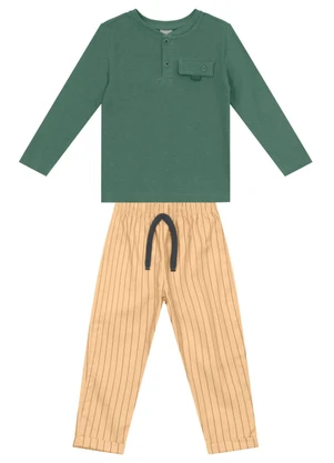 Mundi - Conjunto Infantil Menino Listrado Verde - MUNDI