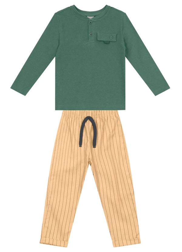 Mundi - Conjunto Infantil Menino Listrado Verde