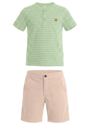 Mundi - Conjunto Infantil Menino Listrado Verde - MUNDI