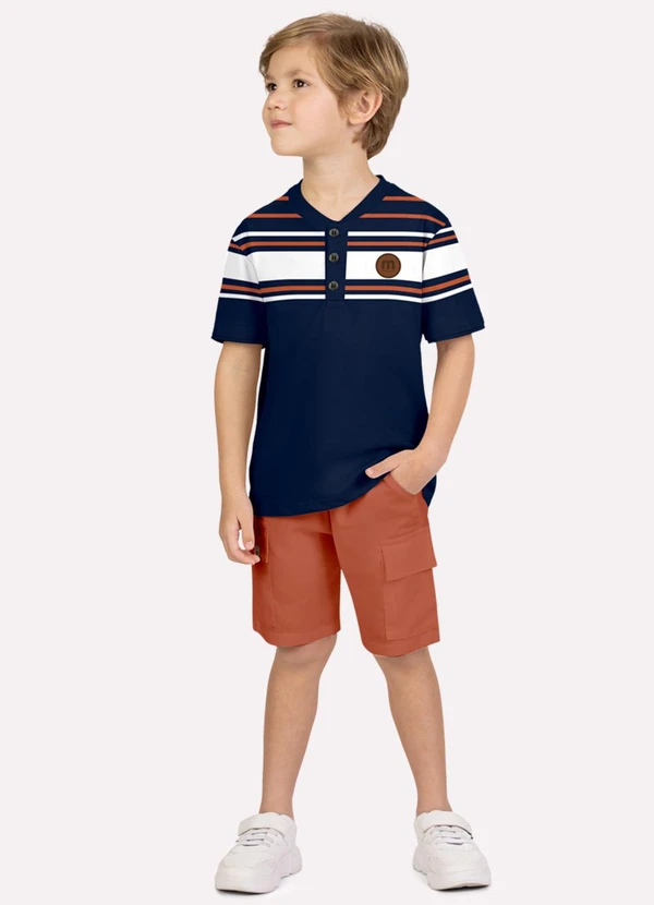 Milon - Conjunto Infantil Menino Listras Azul