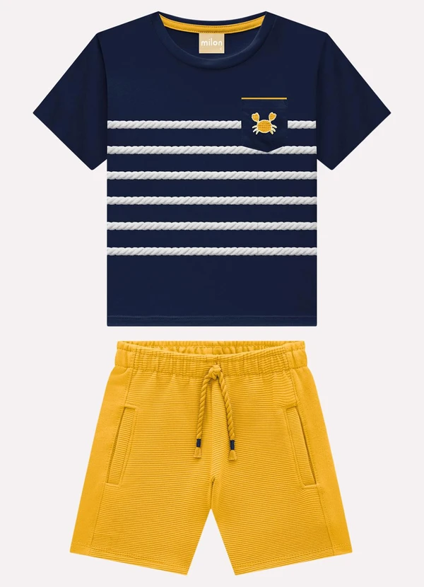 Milon - Conjunto Infantil Menino Listras Azul