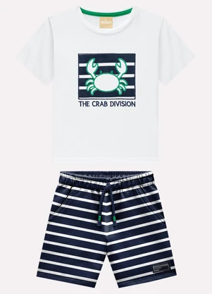 Milon - Conjunto Infantil Menino Listras Branco - MILON