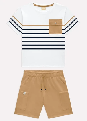 Milon - Conjunto Infantil Menino Listras Branco - MILON