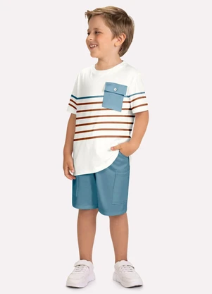 Milon - Conjunto Infantil Menino Listras Branco - MILON