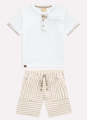 Milon - Conjunto Infantil Menino Listras Branco - MILON