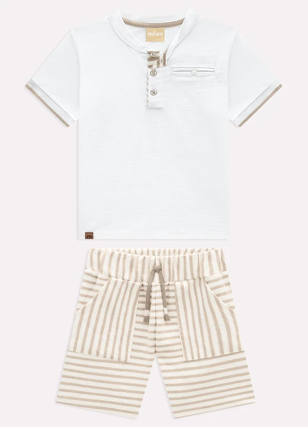 Milon - Conjunto Infantil Menino Listras Branco