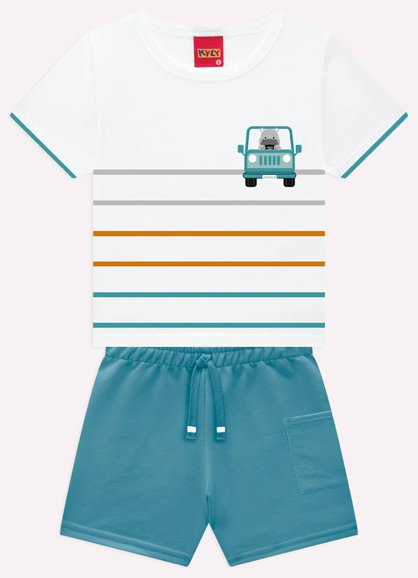 Kyly - Conjunto Infantil Menino Listras Branco
