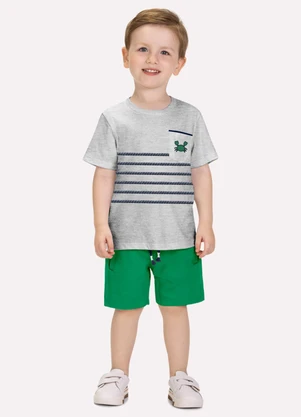 Milon - Conjunto Infantil Menino Listras Cinza - MILON