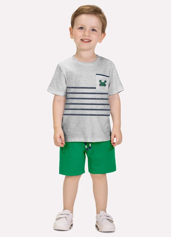 Milon - Conjunto Infantil Menino Listras Cinza