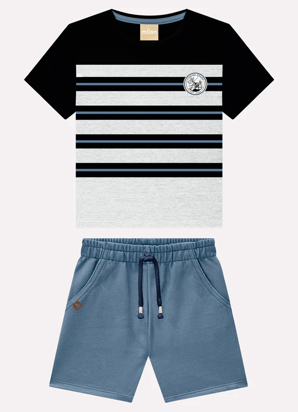 Milon - Conjunto Infantil Menino Listras Milon Cinza