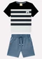Milon - Conjunto Infantil Menino Listras Milon Cinza - variação: Cinza