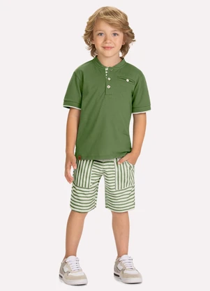 Milon - Conjunto Infantil Menino Listras Verde - MILON