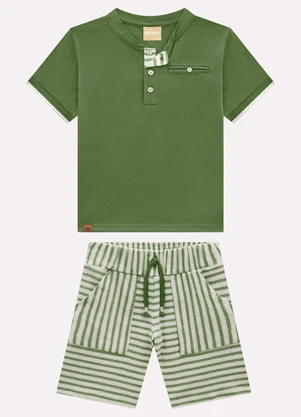 Milon - Conjunto Infantil Menino Listras Verde - MILON