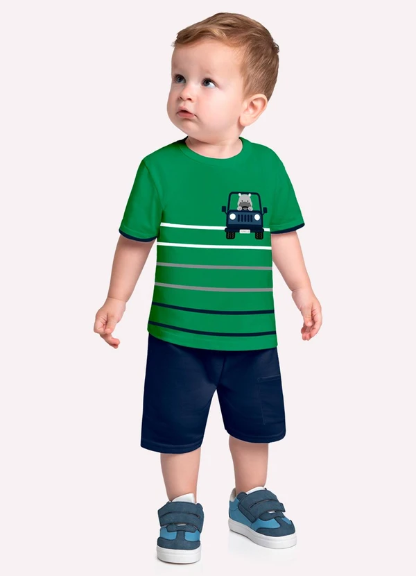 Kyly - Conjunto Infantil Menino Listras Verde