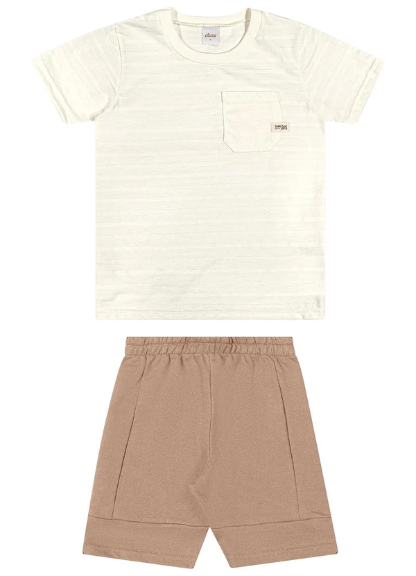 Elian - Conjunto Infantil Menino Malha Rajada Bege 2