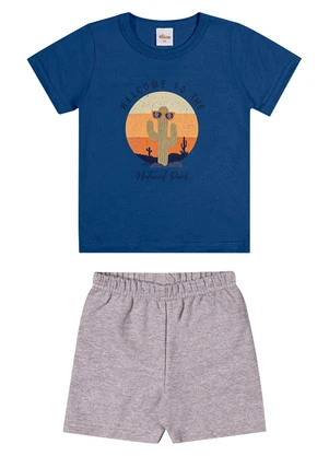 Elian - Conjunto Infantil Menino Manga Curta Cacto Azul - ELIAN