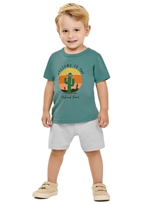 Elian - Conjunto Infantil Menino Manga Curta Cacto Verde - ELIAN