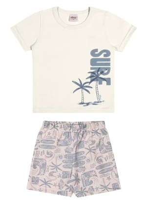 Elian - Conjunto Infantil Menino Manga Curta Surf Branco - ELIAN