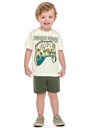 Elian - Conjunto Infantil Menino Meia Malha Estampa Bege - ELIAN